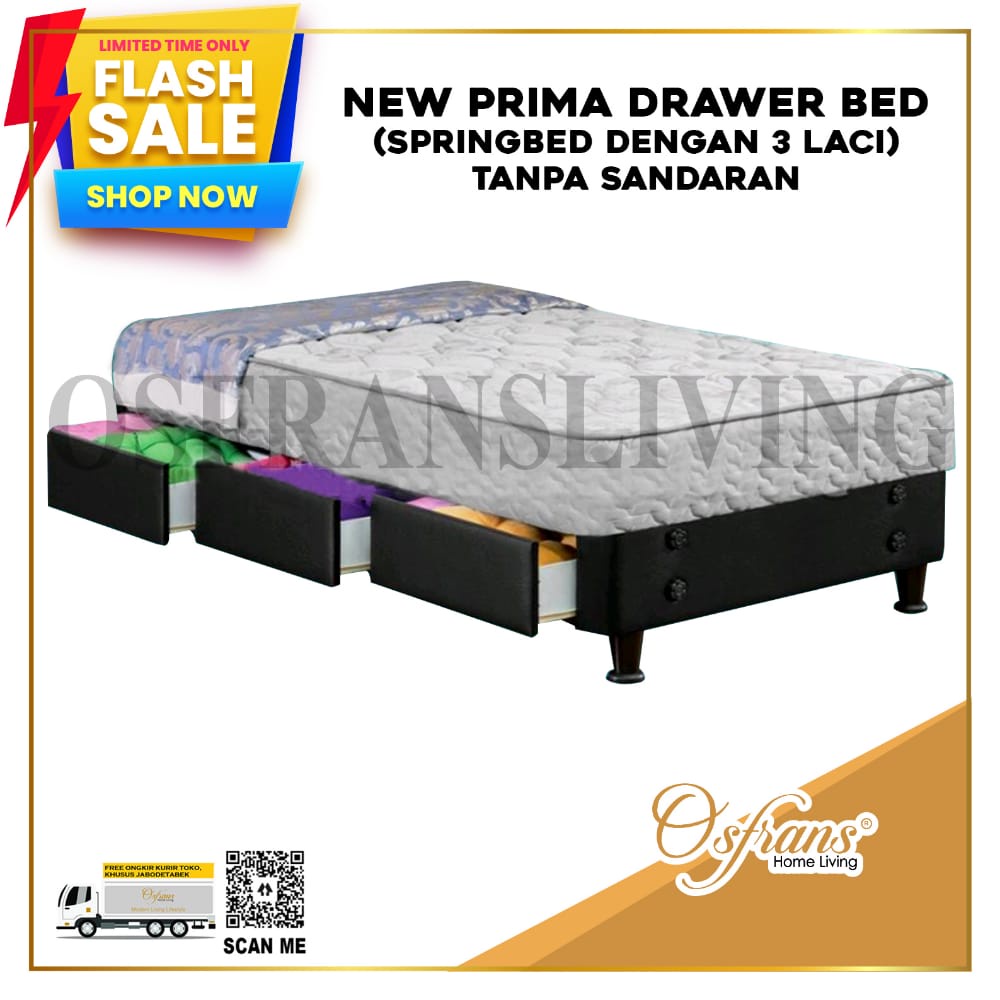 Jual Guhdo Spring Bed 3 Laci New Prima Drawer Bed HB Atlantic FULL SET / TANPA SANDARAN 90x200
