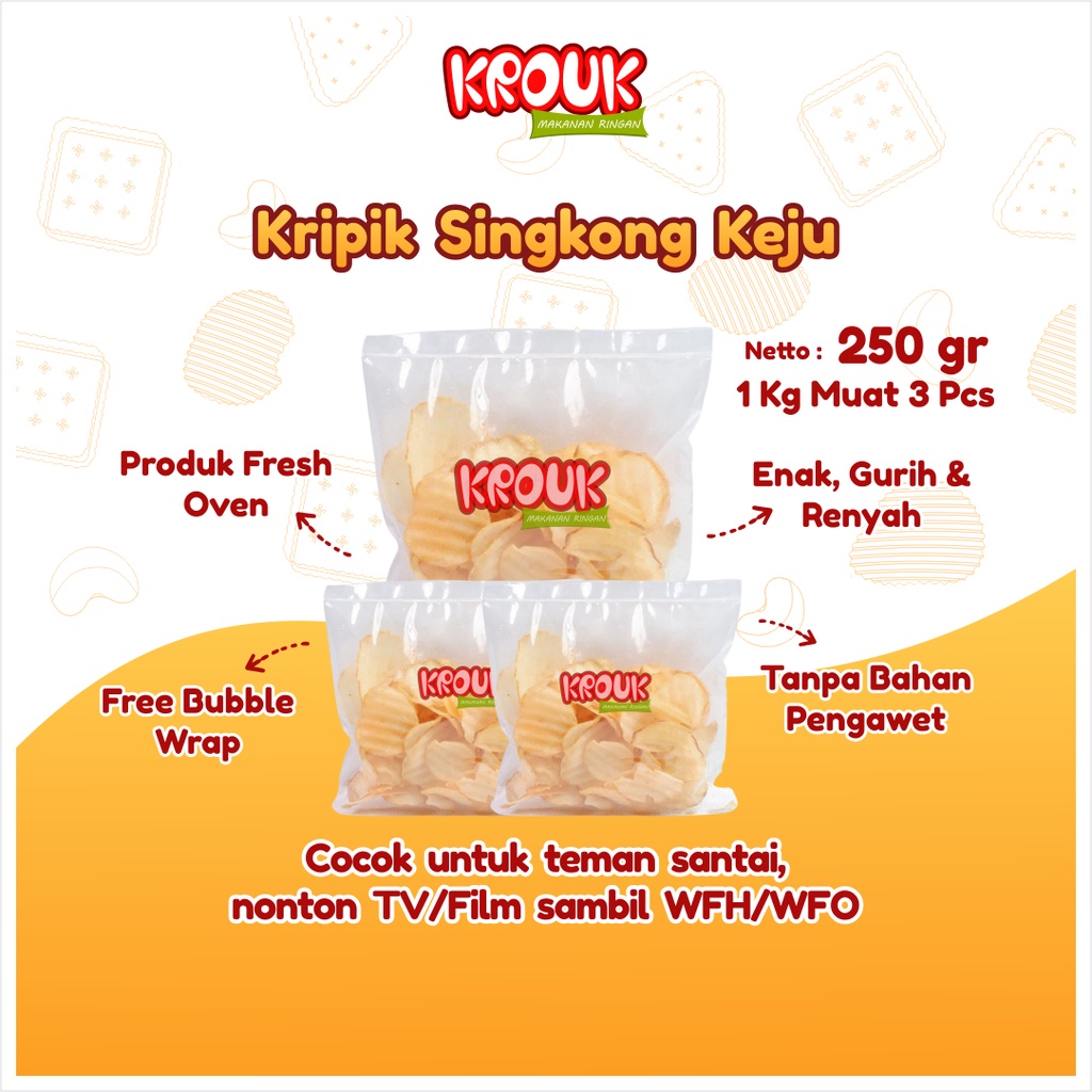 Jual Krouk Snack Keripik Singkong Keju Jajanan Cemilan Makanan Ringan 