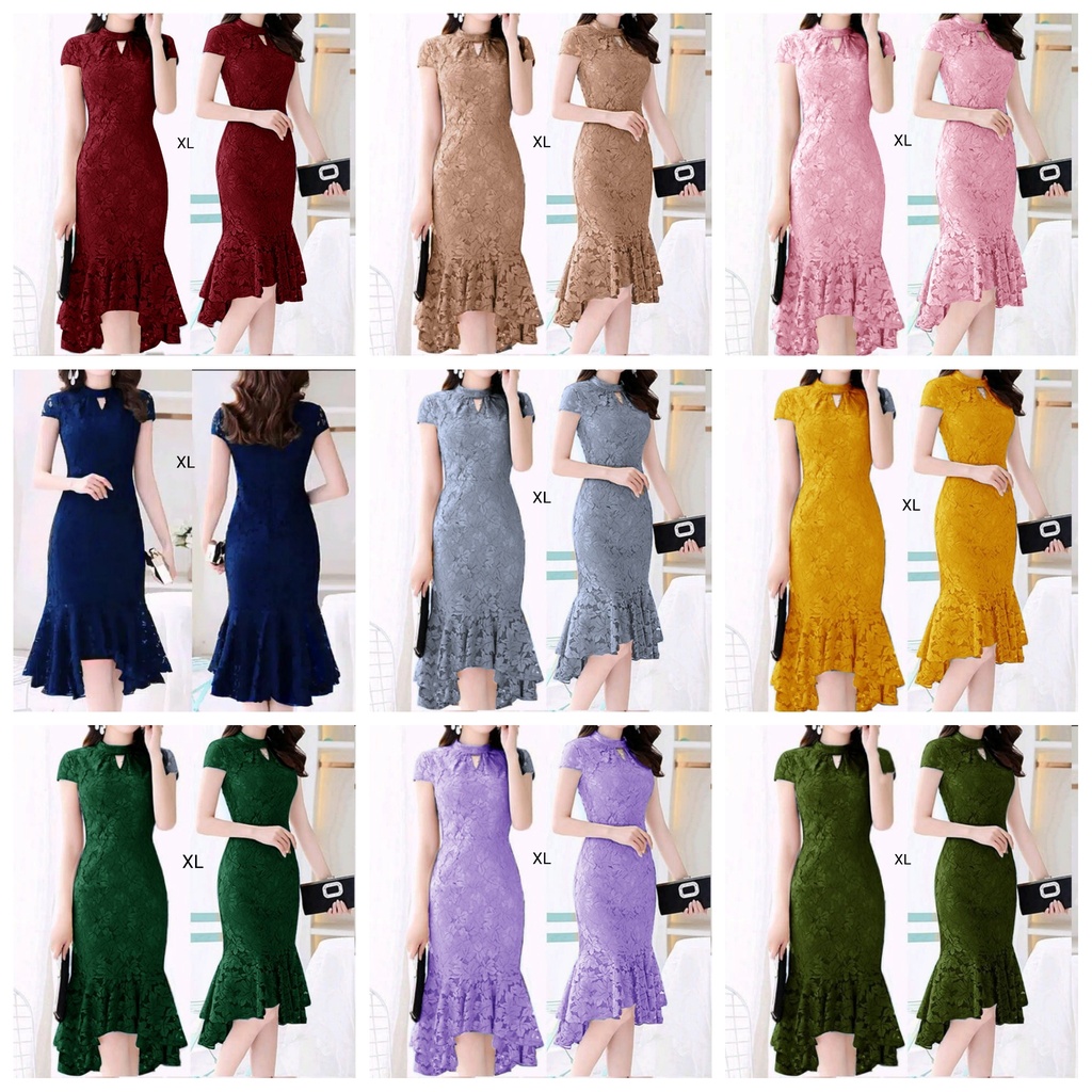 Jual BISA COD - SHOPIA LACE DRESS BRUKAT WANITA mF / 3 UKURAN L XL XXL ...