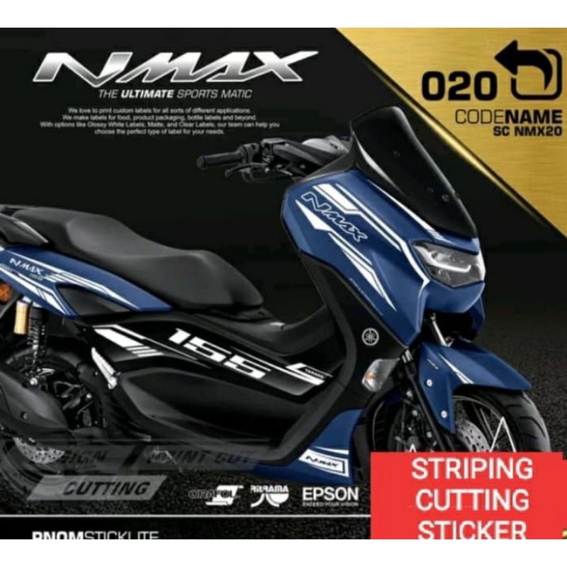 Jual STRIPING CUTTING STICKER YAMAHA NEW NMAX Sticker putih new design