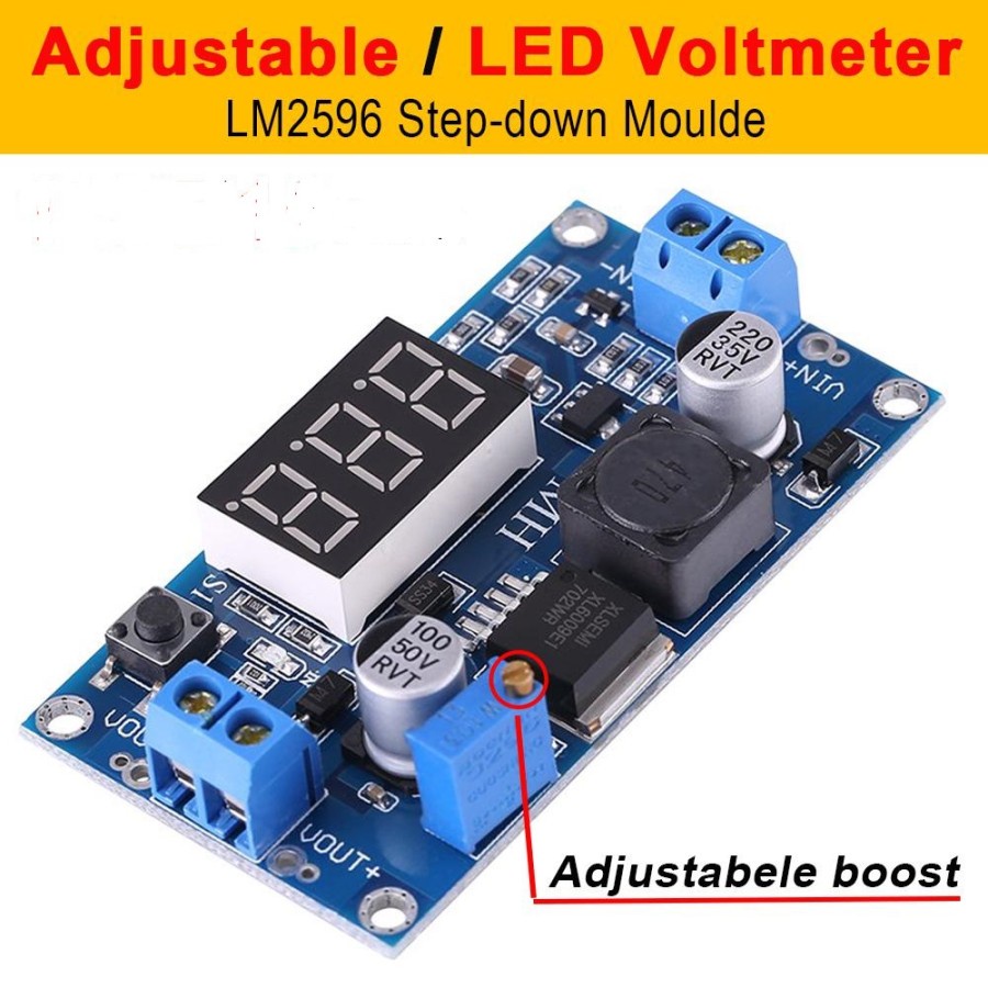 Jual LM2596 Modul Voltmeter Step down DC-DC Adjustable Tegangan DC Buck ...