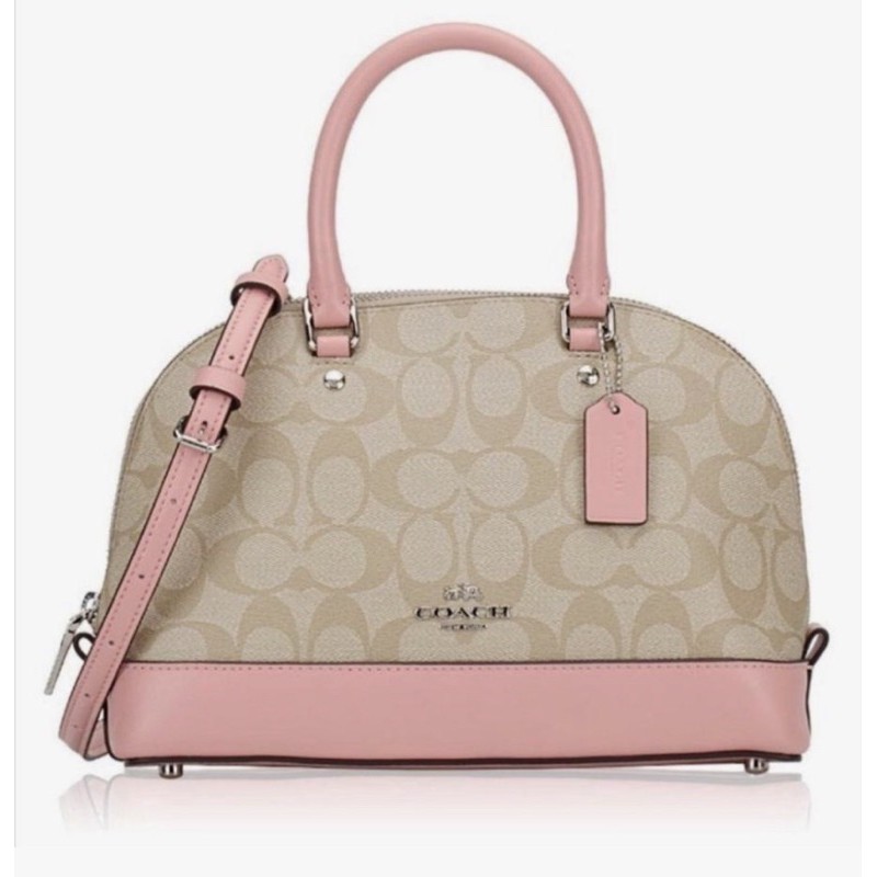 tas satchel Coach Sierra Mini Signature Brown & Soft Pink Satchel Bag