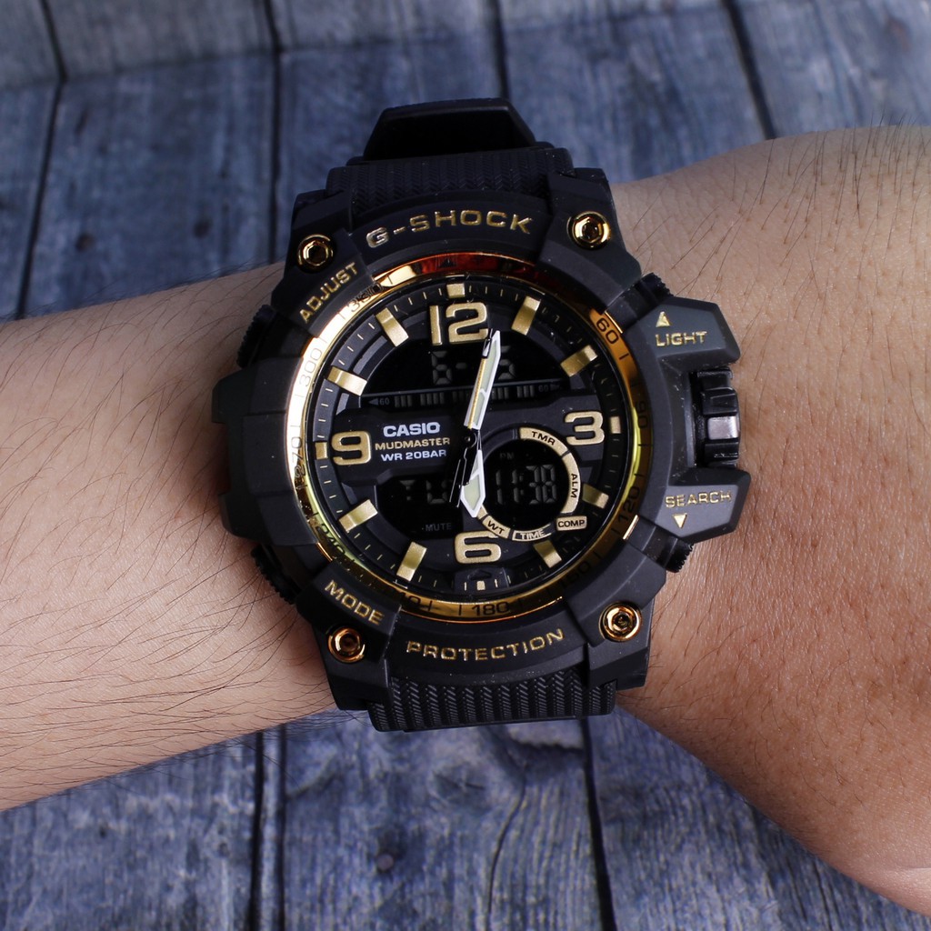 Jam g shop shock hitam gold