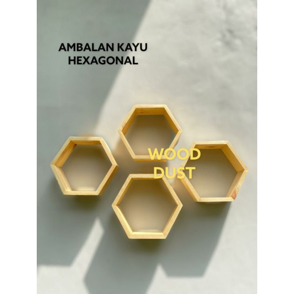 Jual RAK KAYU HIASAN DINDING HEKSAGONAL DEKORASI RUMAH KANTOR SEGI ENAM ...