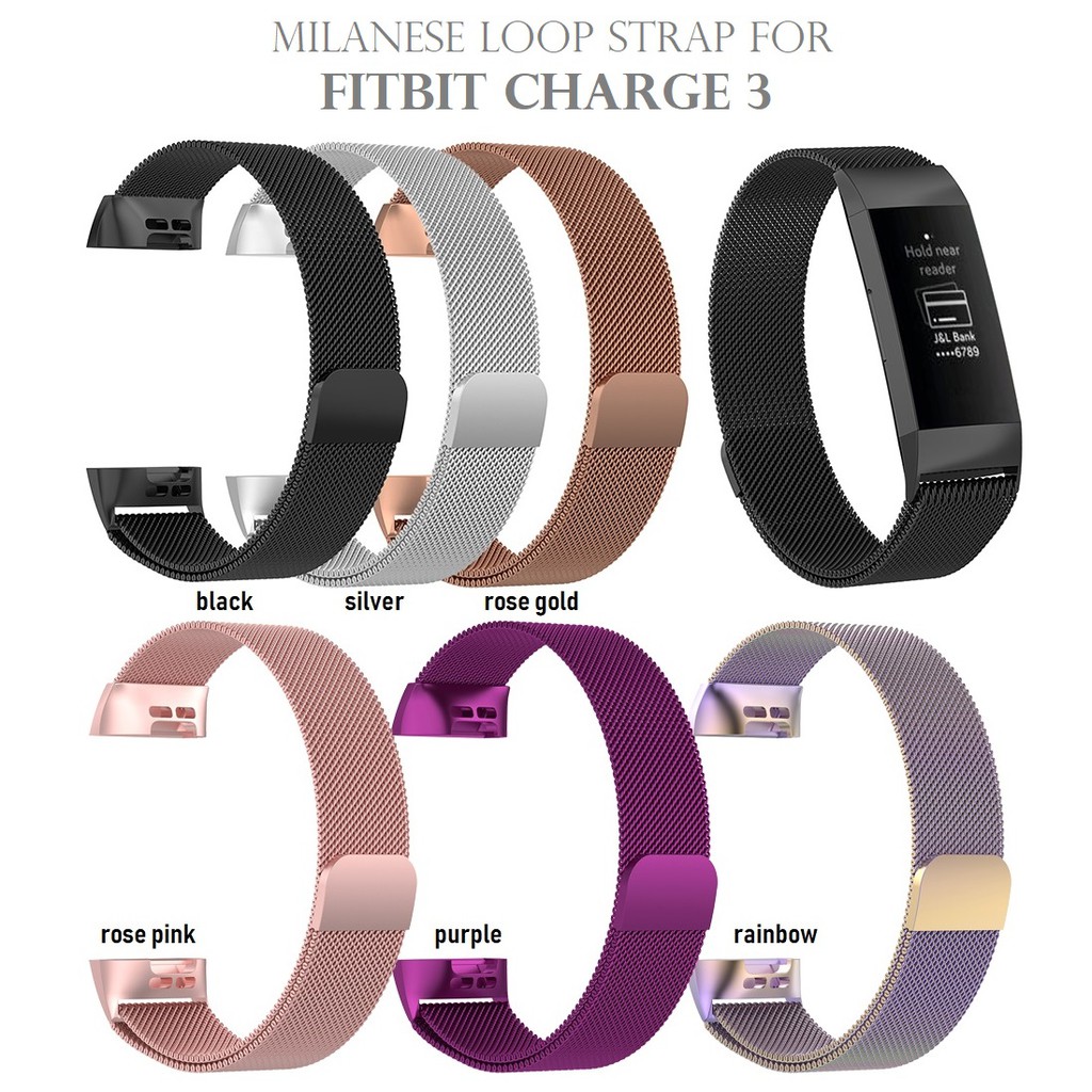 Jual Stainless Magnetic Milanese Loop Strap Band for FITBIT CHARGE 3 ...