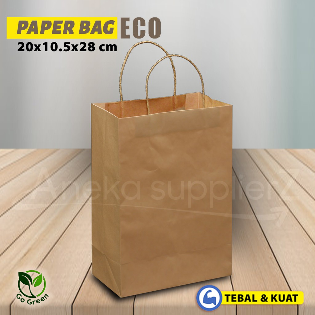 Jual Paper Bag Polos - Paper Bag Tali Kertas | 20x10,5x28 Cm - COKLAT ...