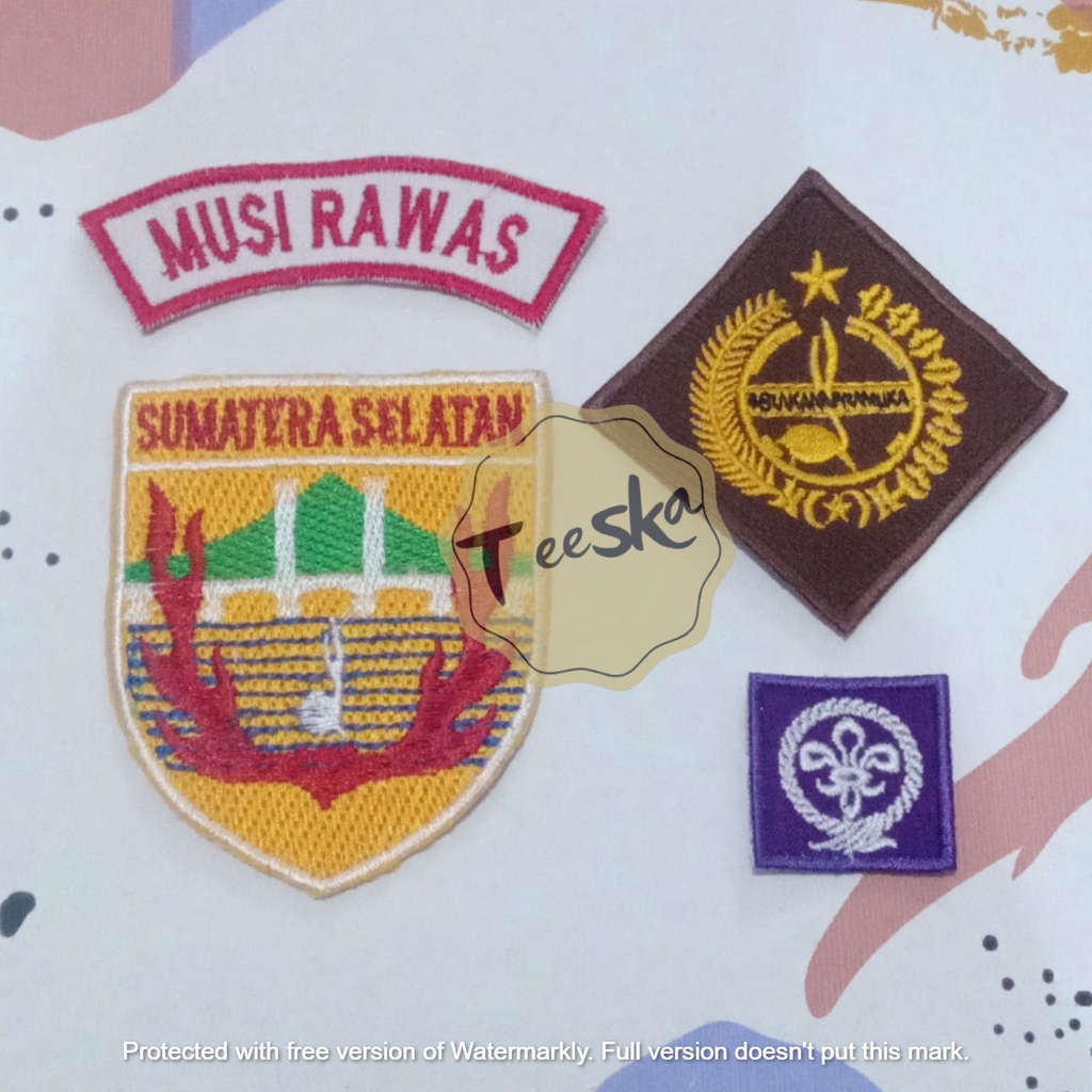 Jual Set Atribut Seragam Pramuka Logo Tunas Kelapa dan Wosm, Logo Kwartir Daerah ( Kwarda