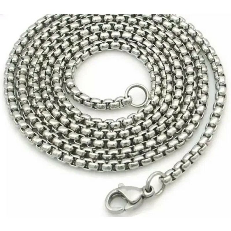 Jual Rantai kalung rolo / holo tebal warna silver hitam tali kulit ...