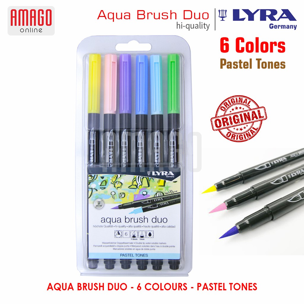 Jual LYRA Aqua Brush Duo - Pastel Tones - Spidol 2 Ujung - Warna Pastel - 6  warna - 6521061