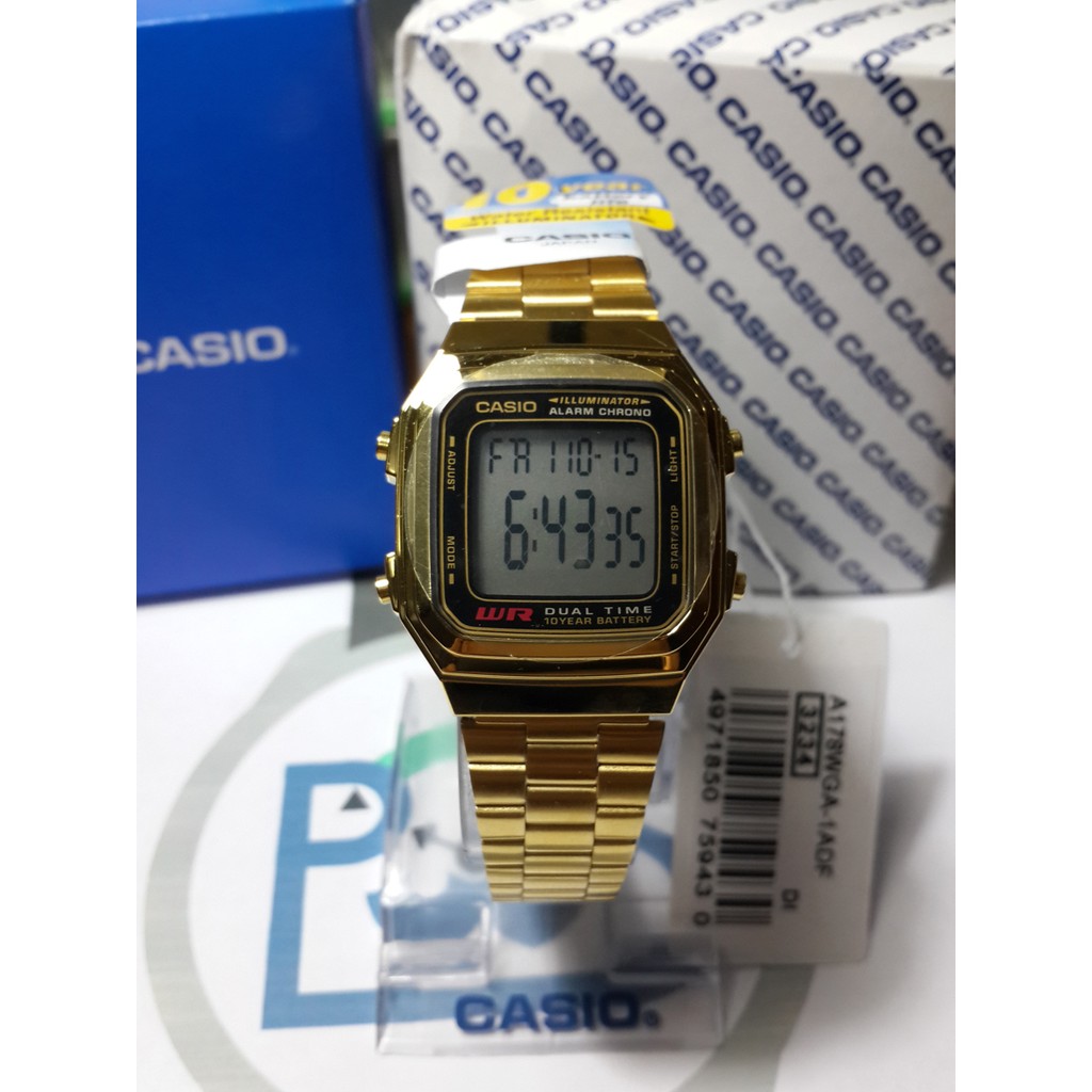 Jam Tangan CASIO A178WGA GOLD Original Garansi Resmi 1 Tahun A 178 WGA