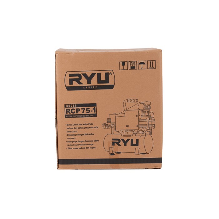 Jual RYU Kompresor 0,75hp 10L Compressor RCP 75-1 Portable Compressor ...