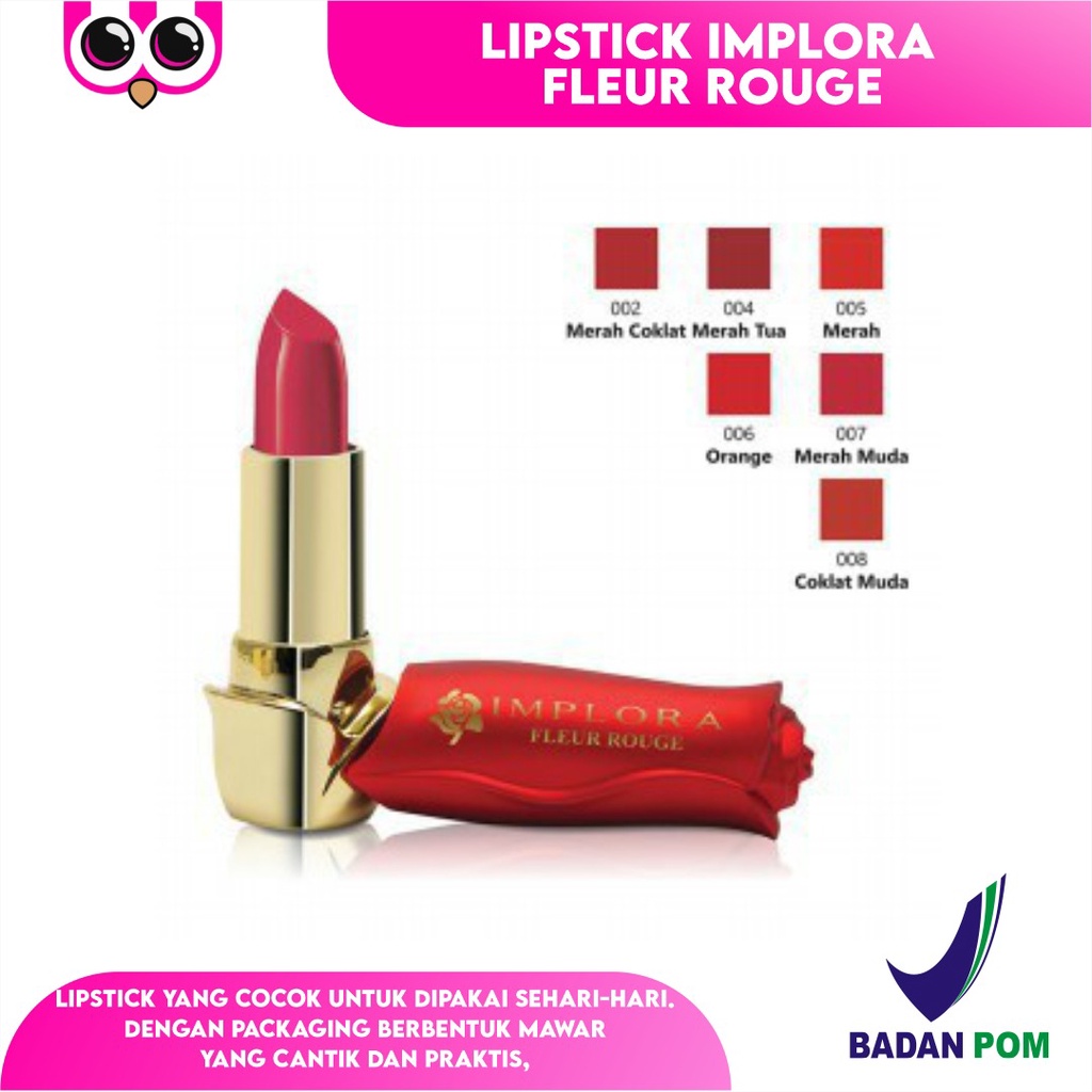Jual LIPSTICK IMPLORA FLEUR ROUGE / ROSE / MAWAR (MINIM BELI 6 ...