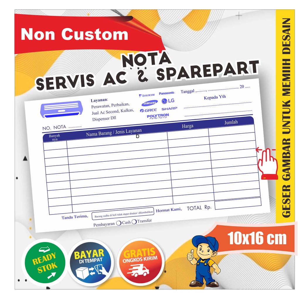 Jual Nota Servis AC dan Sparepart Grosir & Eceran 2 ply Rangkap ...