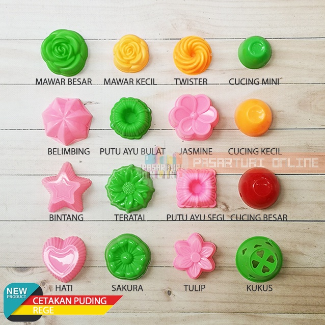 Jual [1 Lusin] Cetakan Puding Jelly Rege Mawar Twister Cucing Belimbing