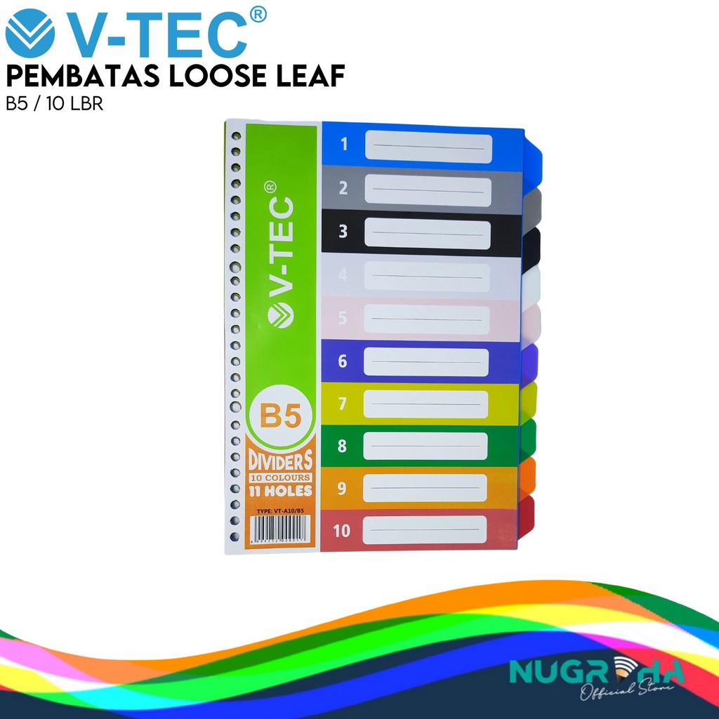 Jual Pembatas Binder Loose Leaf Cardboard Divider V Tec B5 Shopee