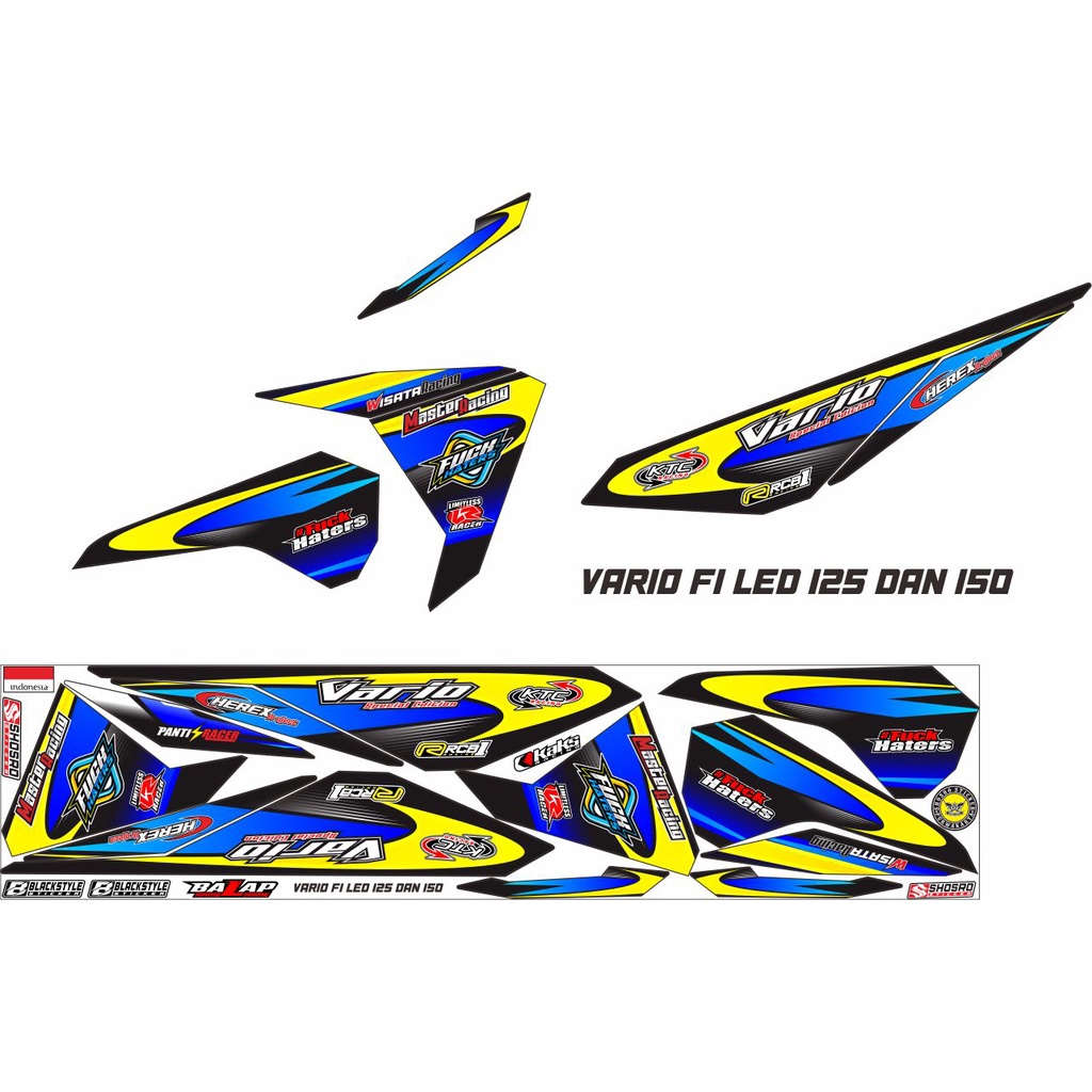 Jual STIPING/STICKER VARIASI MOTOR HONDA VARIO LED 125150 MOTIF RACING SIMPLE/STICKER CUSTOM