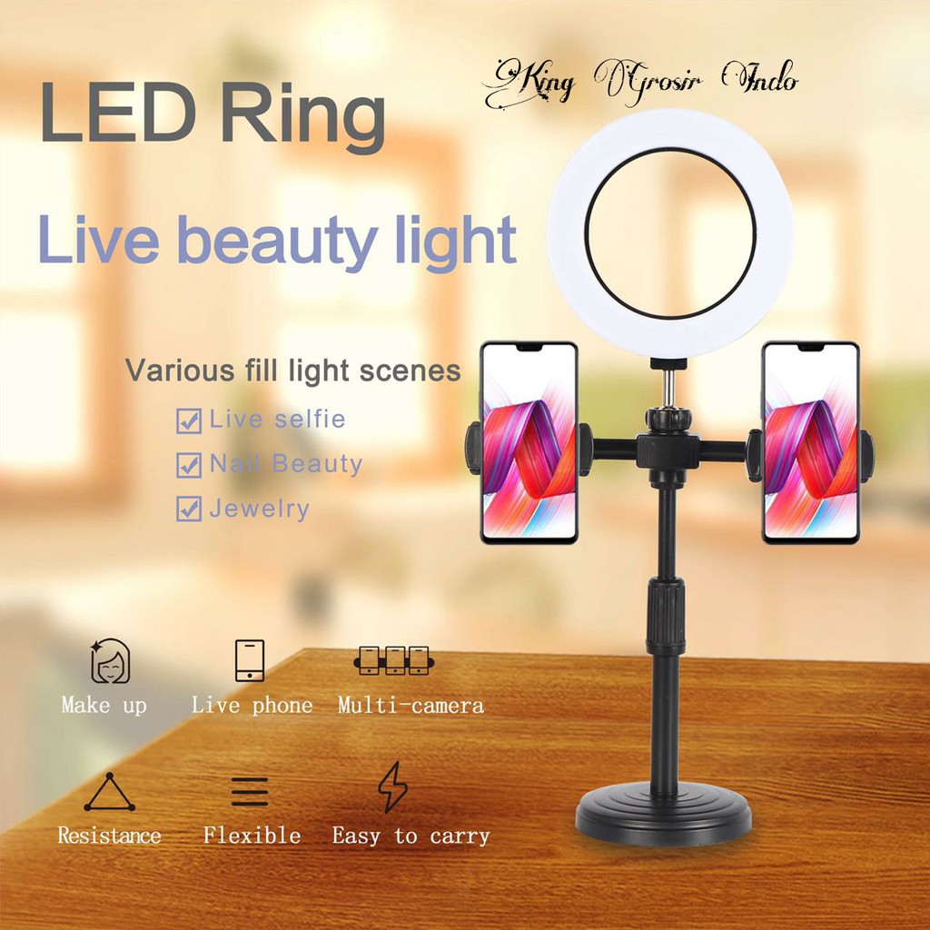 Desktop Phone Holder Ring Light CXB 160A LED INCH Lampu Selfie