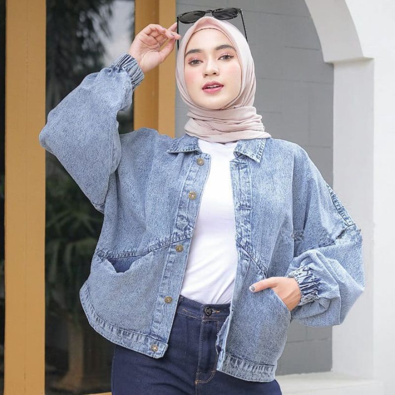 Jaket denim cheap korea