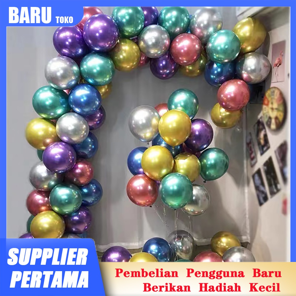 Balon Logam Balon Lateks 10 Inch Balon Pesta Ulang Tahun 50pcs balon  balon huruf  balon latex balon ulang tahun