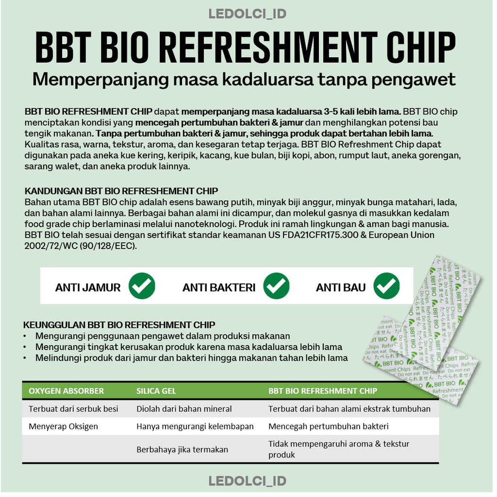 Jual BBT BIO REFRESHMENT CHIP PER PCS FOOD NANO CHIP PENGGANTI SILICA ...