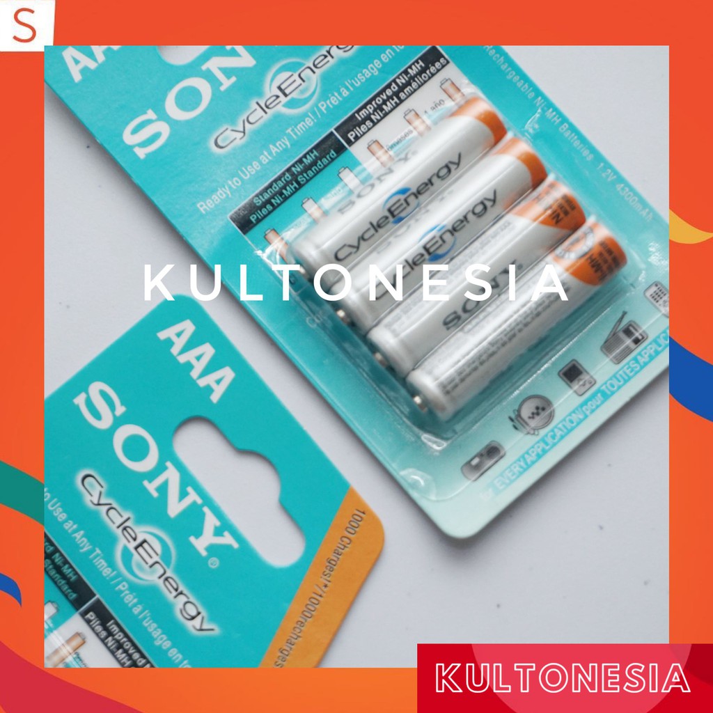 Jual Baterai Sony AAA Rechargeable 4300mAh isi 4Pcs Bisa Di Cas Ulang ...
