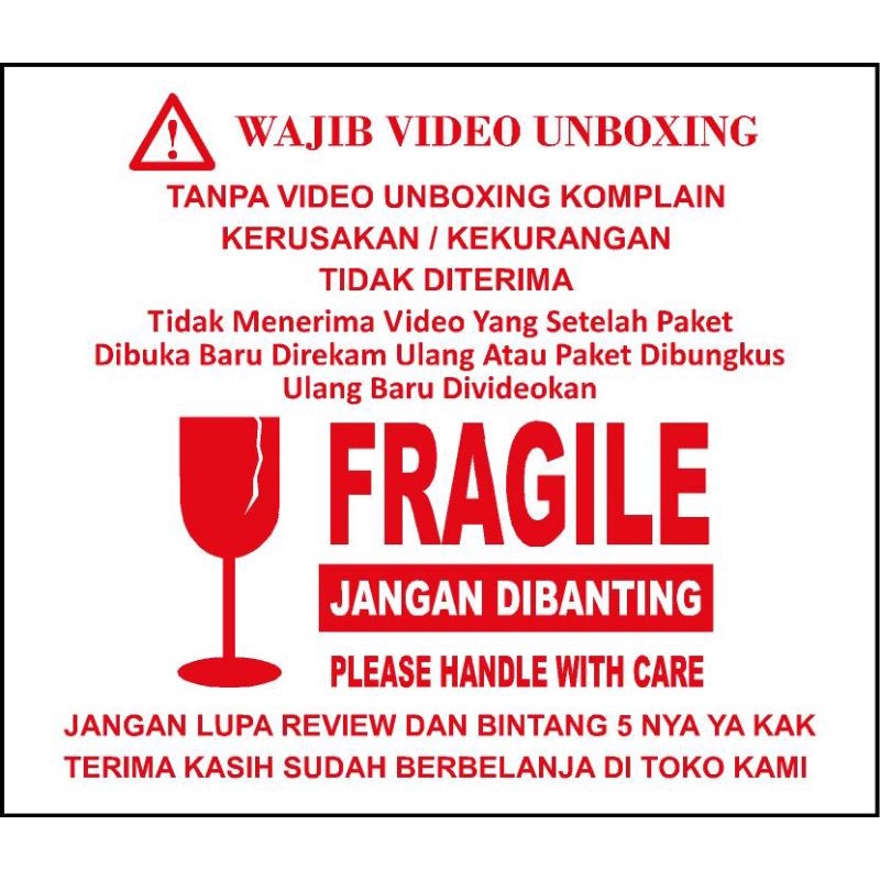 Jual Stiker Video Fragile Unboxing Shopee Indonesia