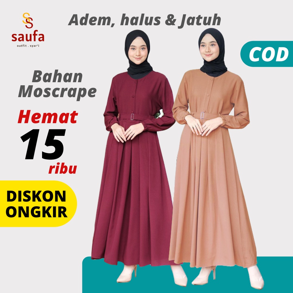 Jual baju gamis remaja kekinian terbaru murah warna hitam hijau botol