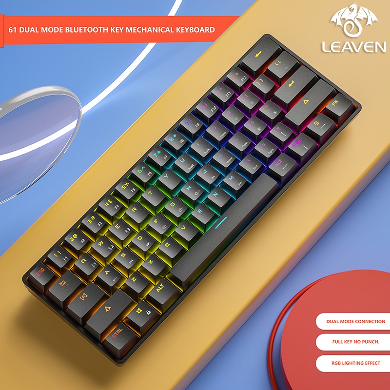 TERBAIK LEAVEN K620 keyboard mechanical tkl rgb murah type-c wired blue switch red switch hotswap mechanical keyboard gaming