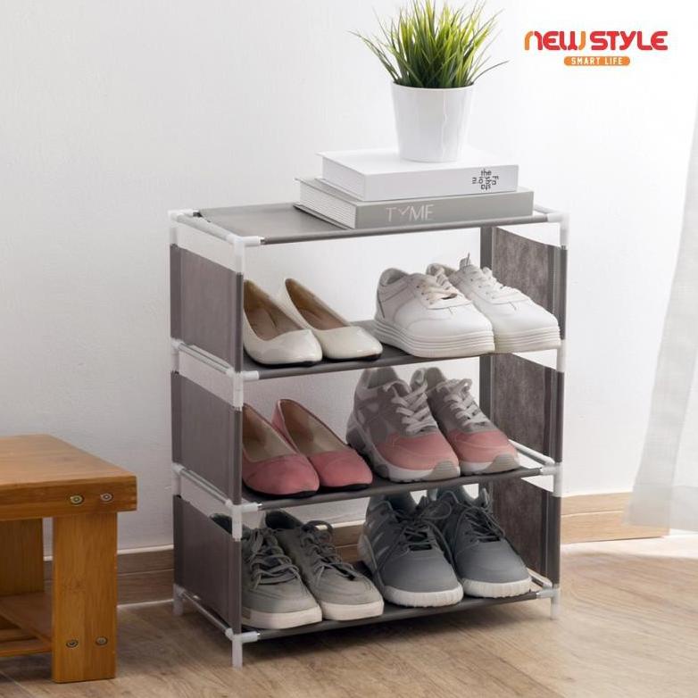 Jual Newstyle S2 Rak Sepatu Kain 3 Susun 4 Tingkat Design Warna Menarik ...