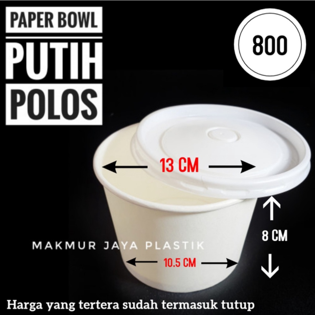 Jual [25 PC] TERMURAH ~ PAPER RICE BOWL POLOS PUTIH MANGKOK KERTAS ...