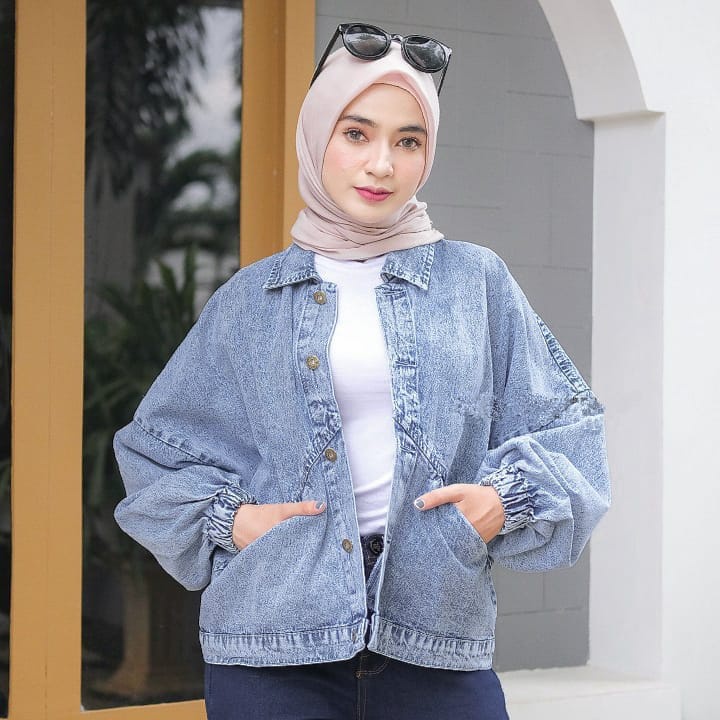 Jaket jeans oversize outlet
