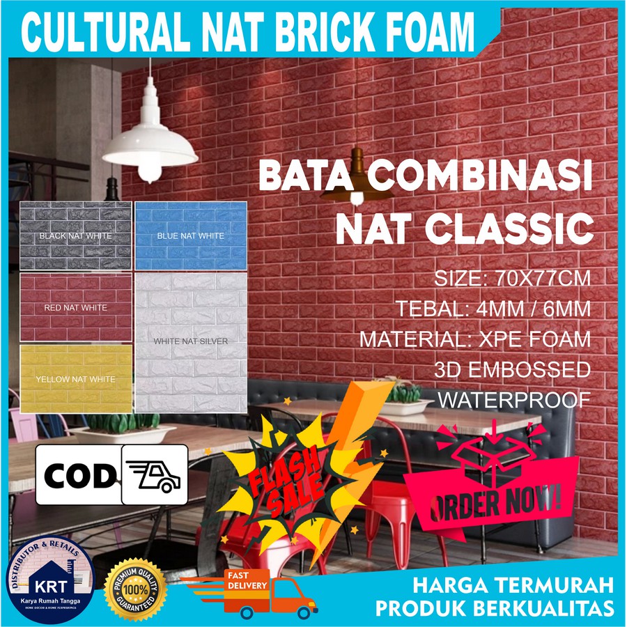 Jual BATA COMBINASI NAT COLOR WALLPAPER BRICK FOAM 3D 70X70 Stiker ...