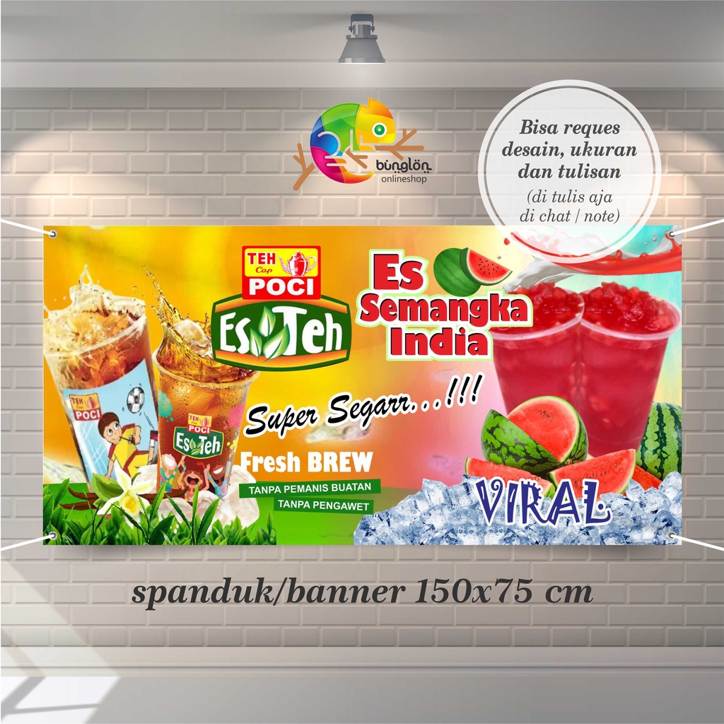 Jual Size 150x75 Cm Spanduk Banner Teh Poci Es Semangka India Viral Shopee Indonesia 2332