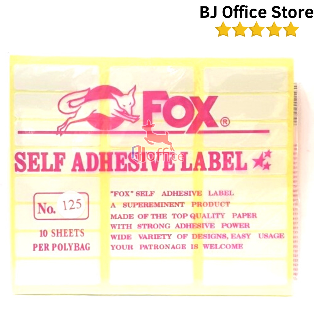 Jual Kertas / Label Stiker Fox No. 125 ukuran 17 x 58 mm | Shopee Indonesia