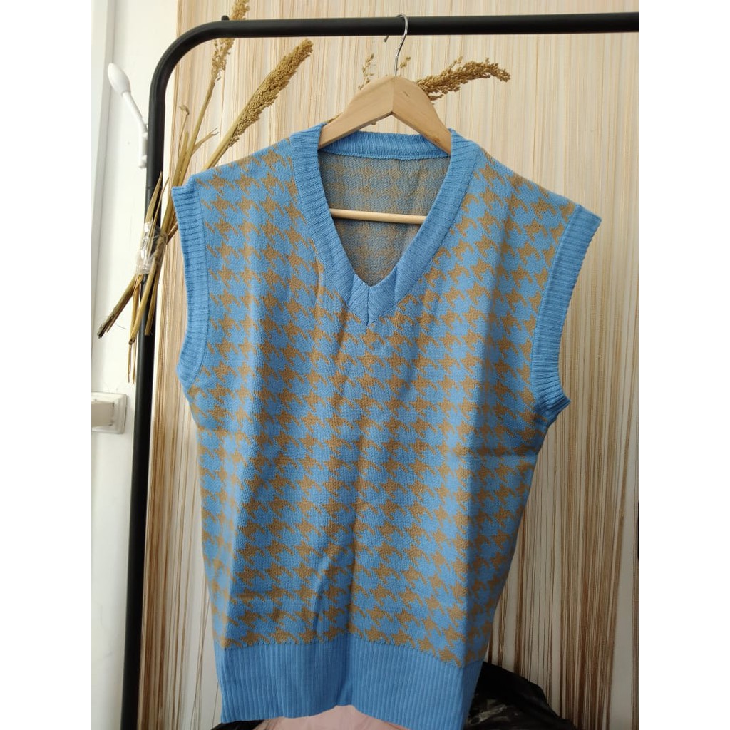 Jual TEBAL IMPORT BUNGA VEST KNIT ROMPI RAJUT JENNIE TRIBAL