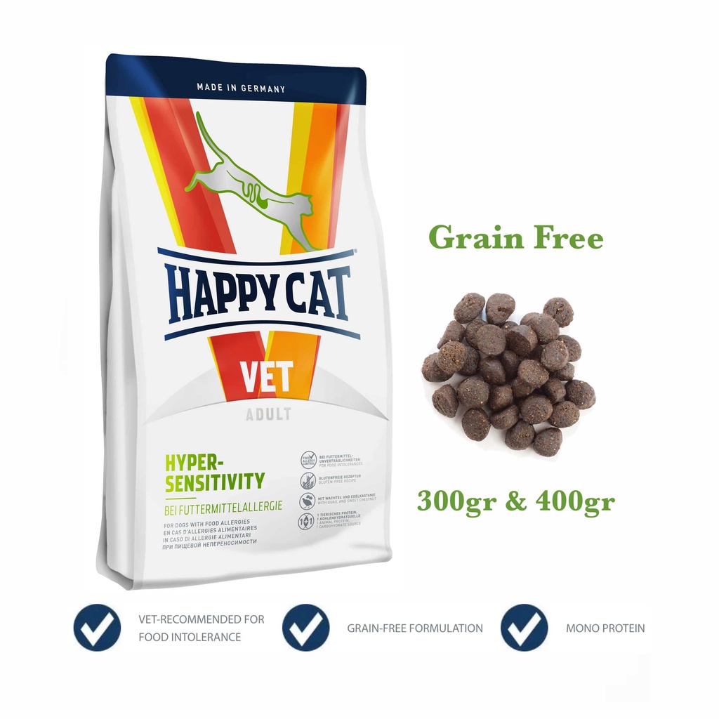 Jual HAPPY CAT VET HYPER SENSITIVE 300gr Makanan Kucing Alergi Cat Food