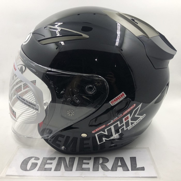 Jual NHK R1 SOLID - BLACK GLOSSY - DOUBLE VISOR | Shopee Indonesia