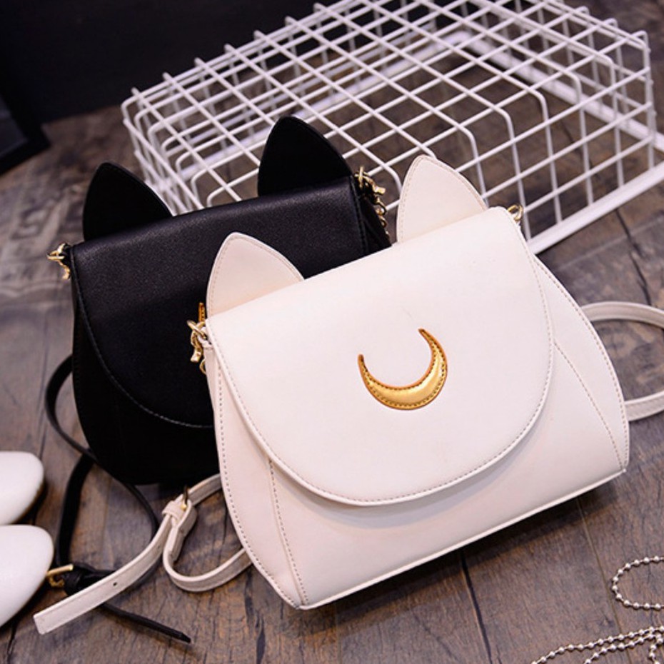 Jual TB-37 tas selempang sailormoon luna artemis hitam putih neko cat