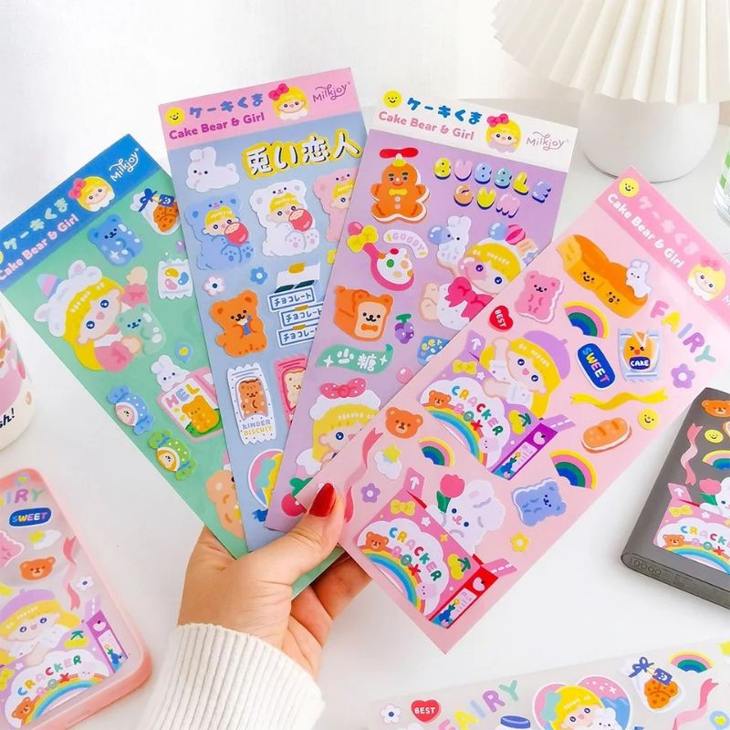 Jual [SALE] Milkjoy Cake Bear and Girl Deco Sticker Sheet | Shopee ...