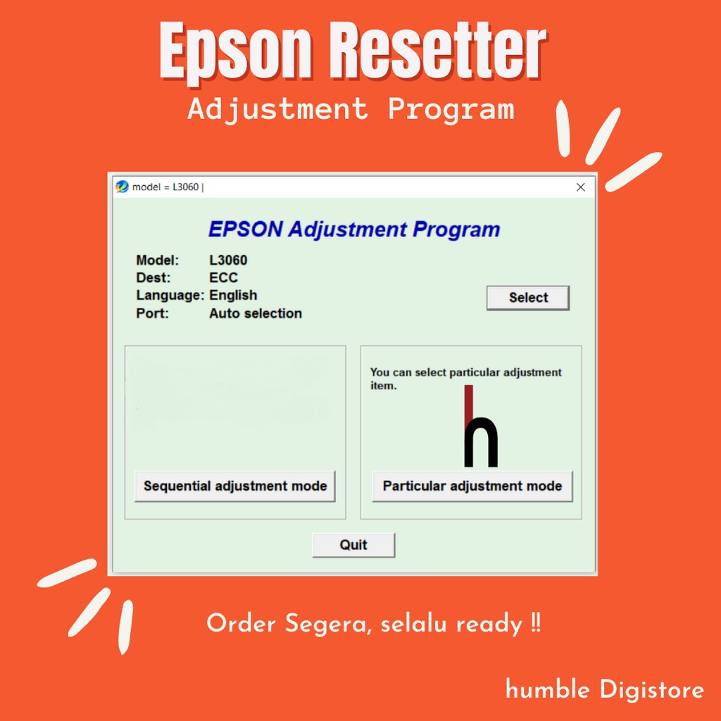 Jual Epson L3060 Program Resetter / Waste Ink Pad Counter Reset