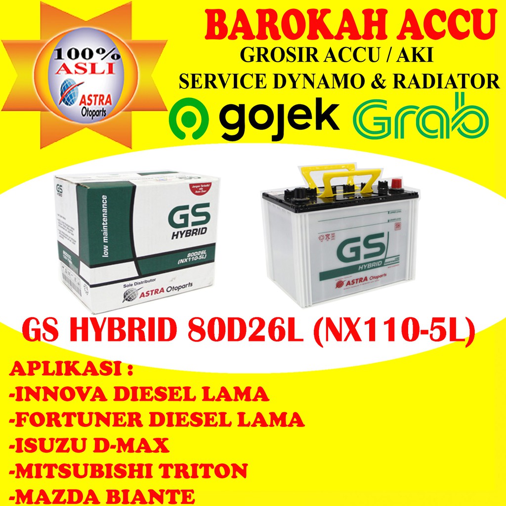 Jual AKI GS ASTRA GS HYBRID 80D26L / NX110-5L ASTRA OTOPARTS | Shopee