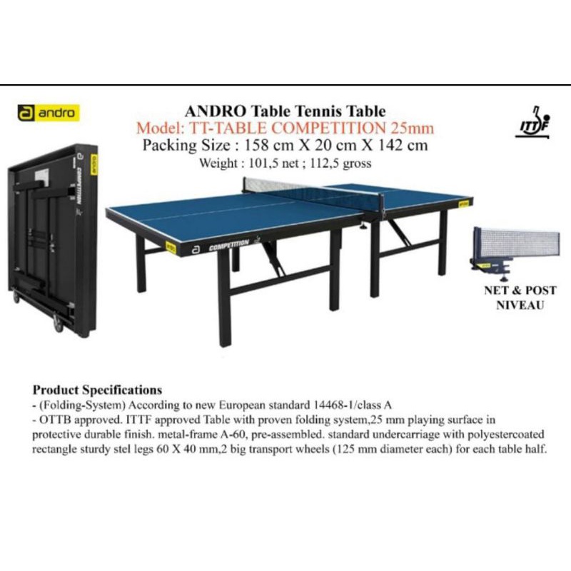 Jual MEJA PINGPONG TENIS MEJA ANDRO COMPETITION 25MM ITTF APPROVED