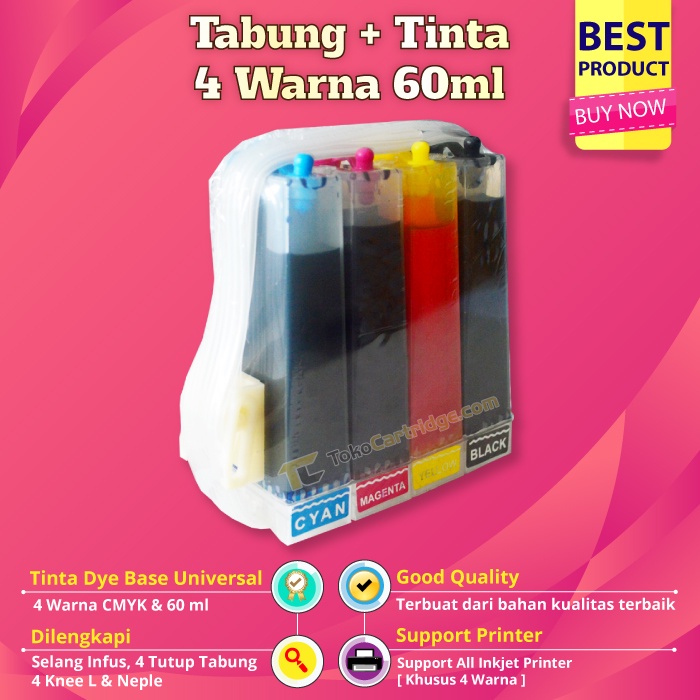 Jual Ink Tank Modif Ciss 4 Warna 100ml Tabung Infus 4 Warna 100ml Model Sepatu For All Tipe 9341