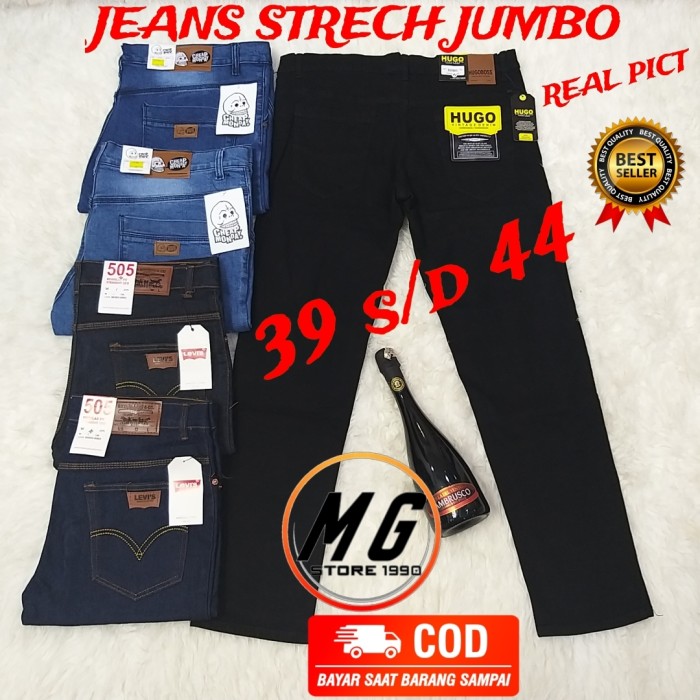 CELANA PANJANG JEANS LEVIS JUMBO BESAR BIG SIZE STREET SLIMFIT PRIA  GARMENT HITAM, 38