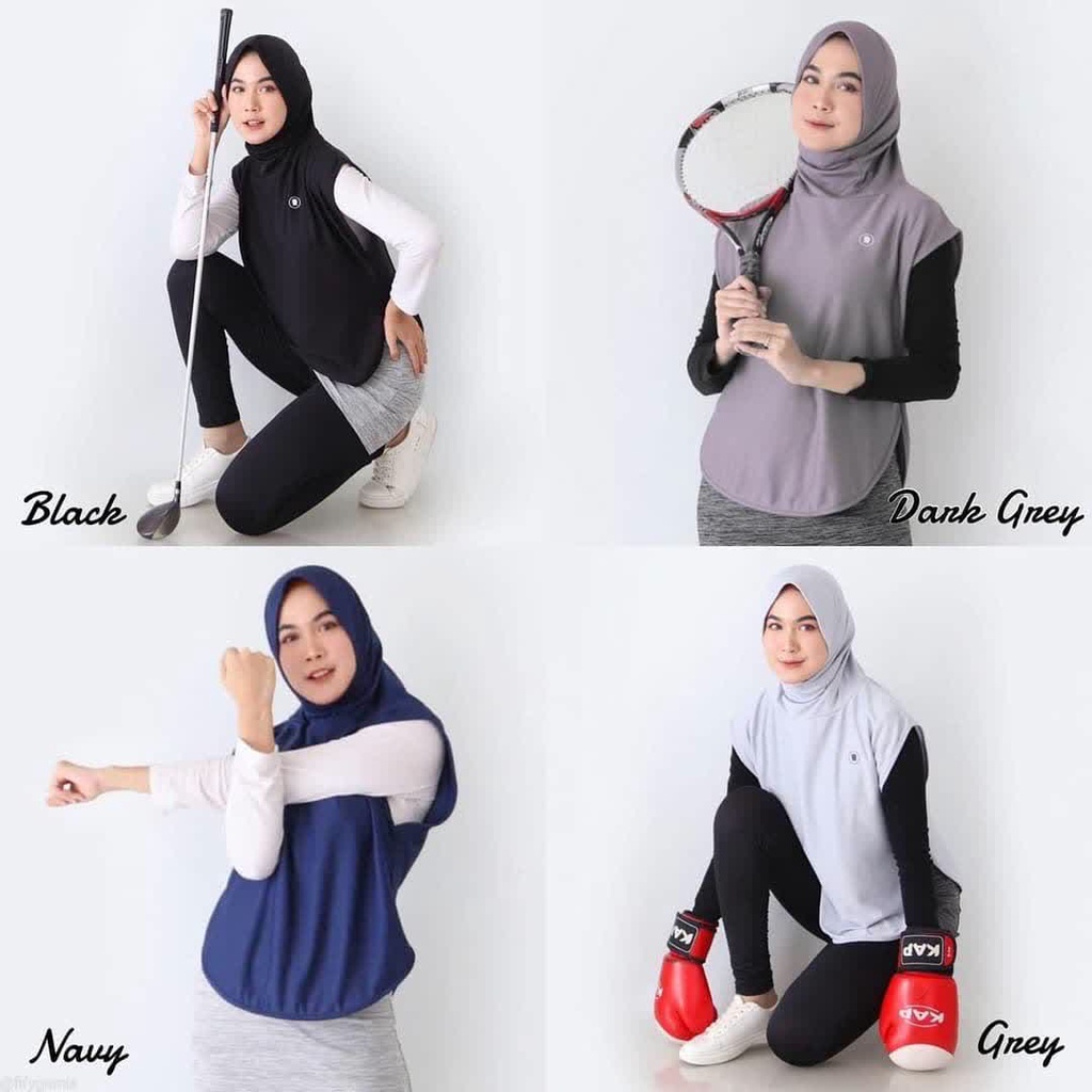 Jual Dryfit Hijab Rompi Sport Jilbab Kerudung Olahraga Joging Senam Bersepedah Hijab Instan