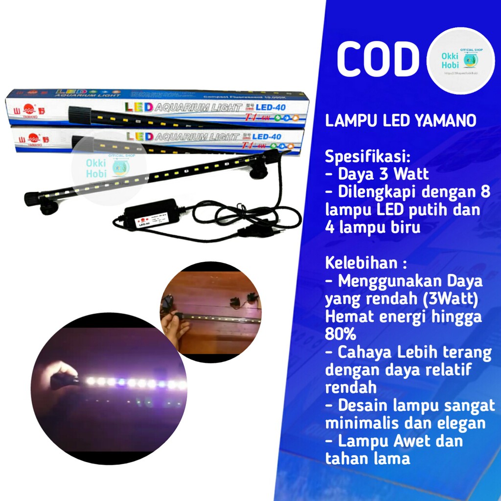 Jual Lampu Aquarium LED Celup Yamano T40 4 Watt / Lampu Aquascape 40 Cm ...