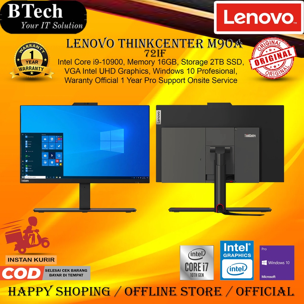 Jual Lenovo Thinkcenter AIO M90A 72IF Core i9-10900 16GB 2TB SSD W10P ...