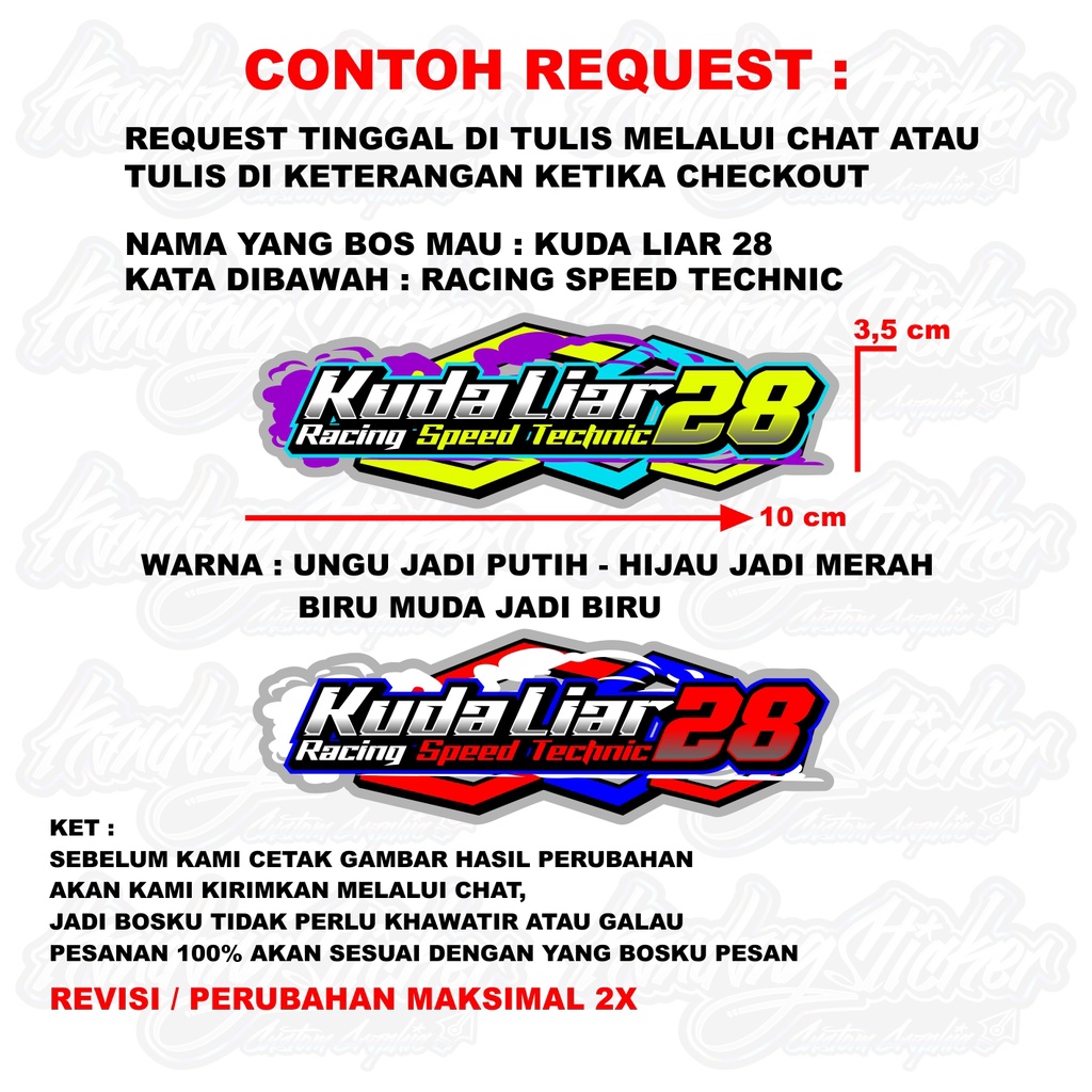 Jual Stiker Racing Custom Satuan Nama Suka Suka Sticker Custom Stiker ...