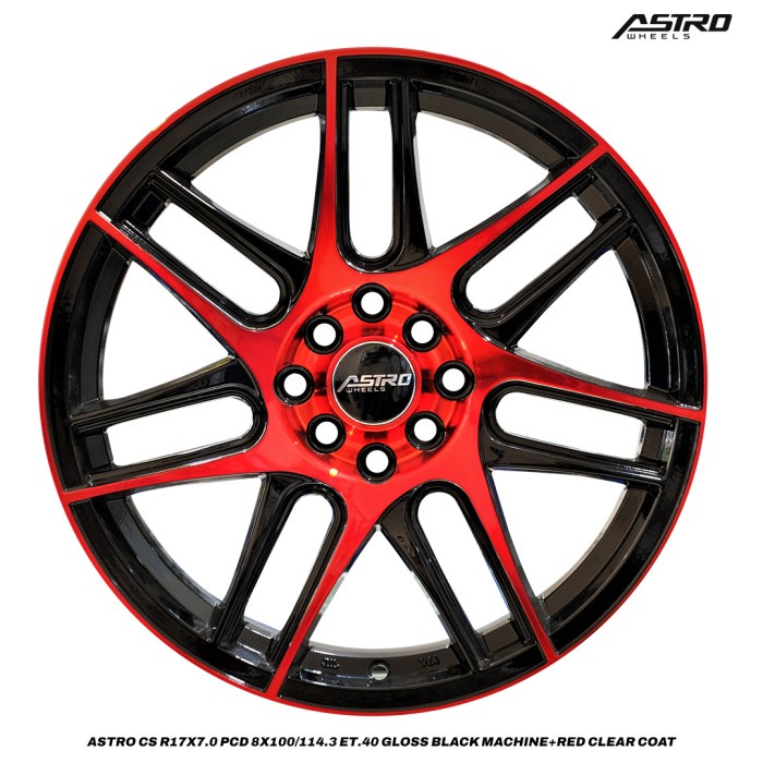 Jual ASTRO Wheels CS 17x7.0 8x100/114.3 ET 40 Gloss Black MF Red Velg ...