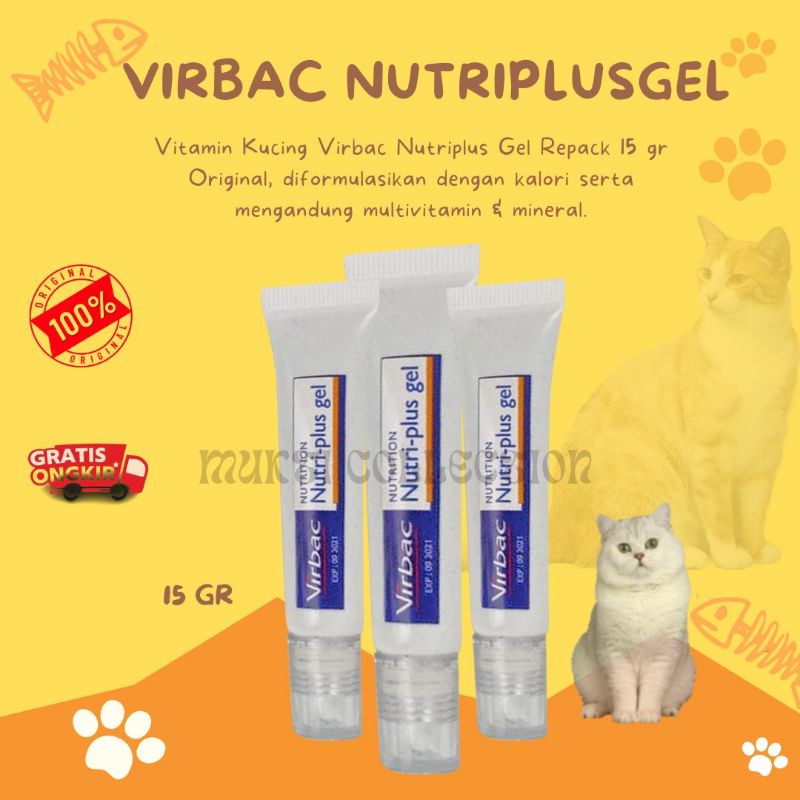 Jual Vitamin Kucing Virbac Nutriplus Gel 15 gram Shopee Indonesia